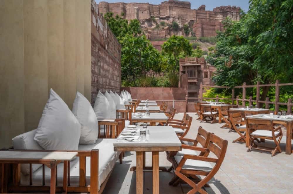 Darikhana terrace tables below the fort