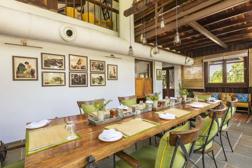 The dining hall at Pench Tree Lodge