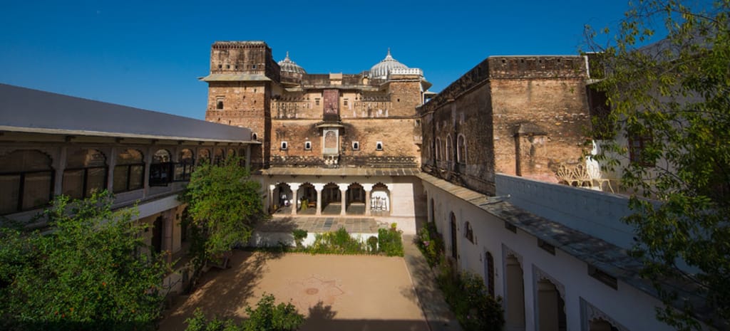 Purana Chowk, the old courtyard within the castle walls, Castle Bijaipur, Bijaipur