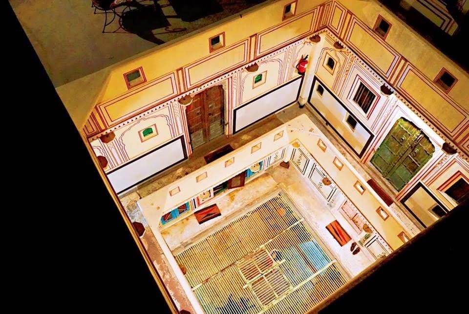 The painted courtyard seen from the upper floors