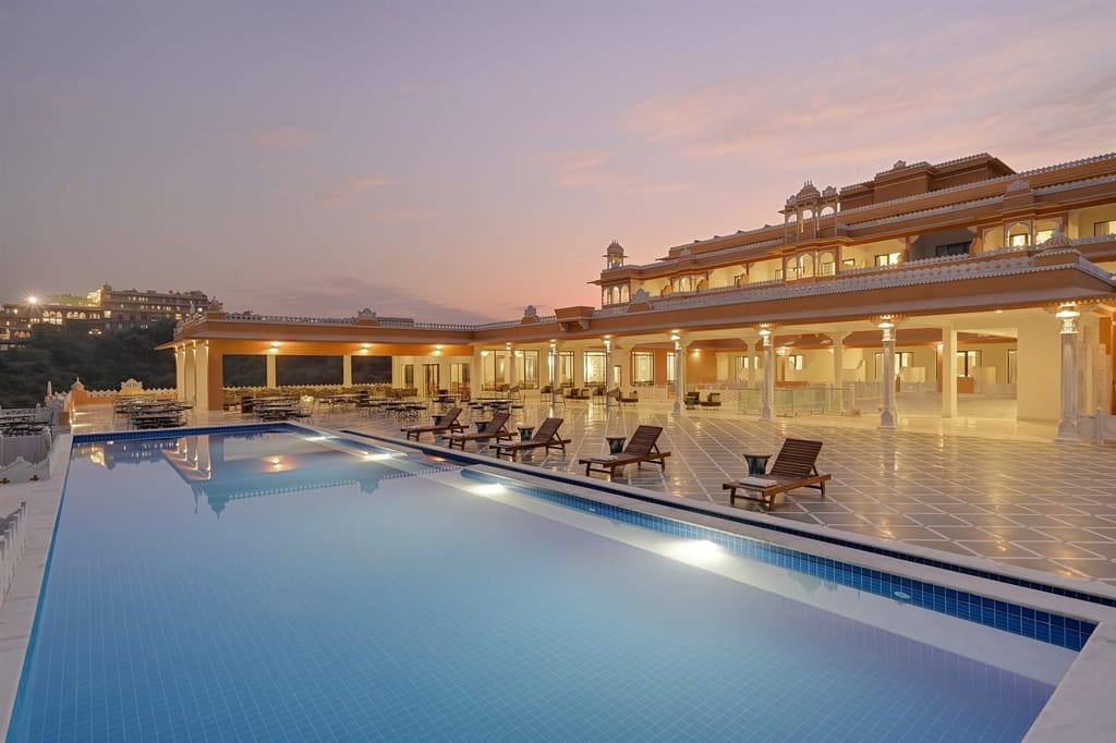 Fateh Vilas facade with swimming pool