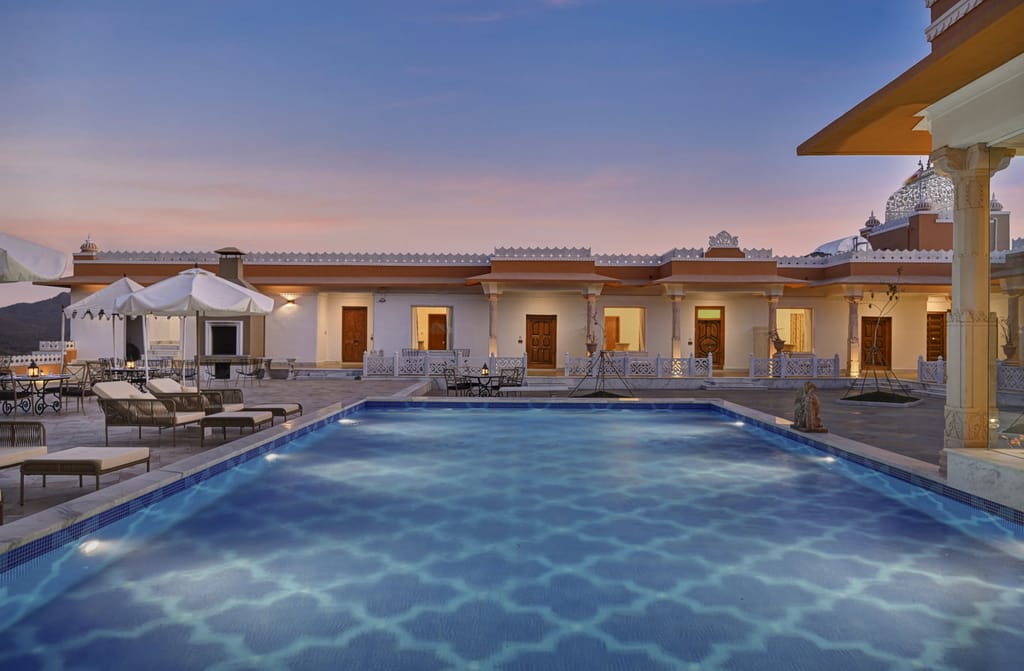 Khas Mahal facade with pool