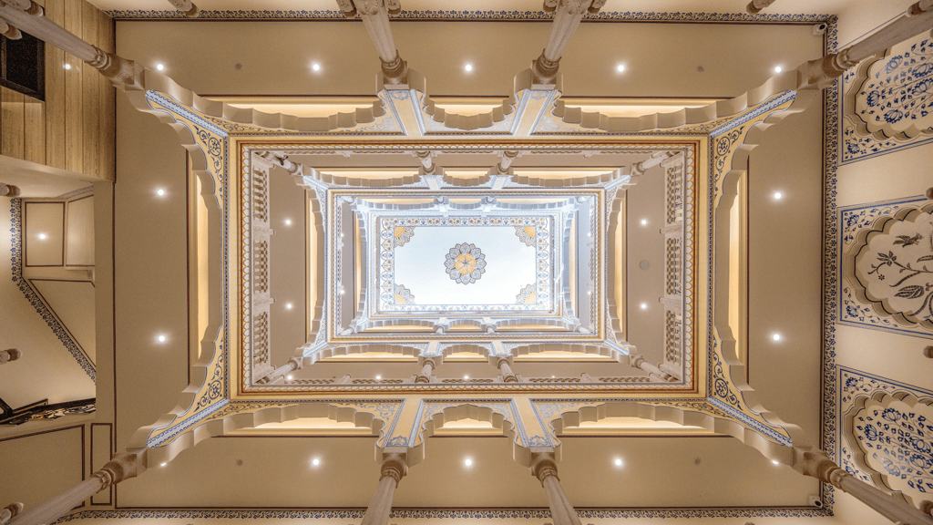 Atrium above the lobby rising four levels