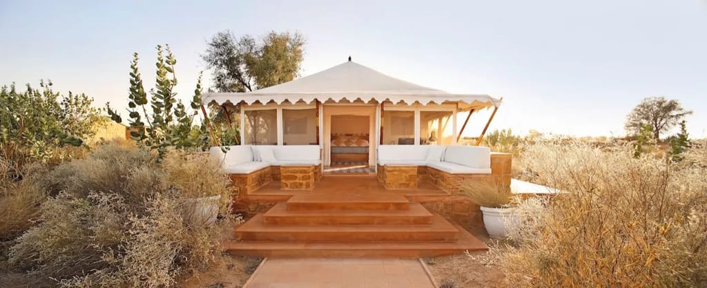A Serai tent and its veranda on the edge of the Thar