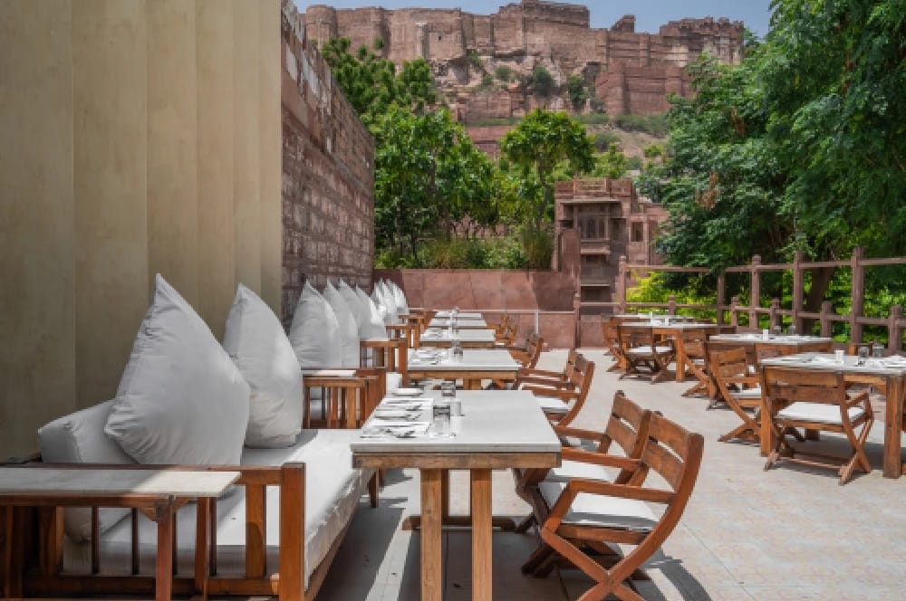 Darikhana terrace tables below the fort