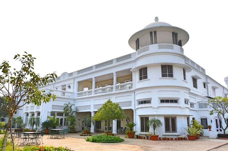 White fort facade with domed cupola