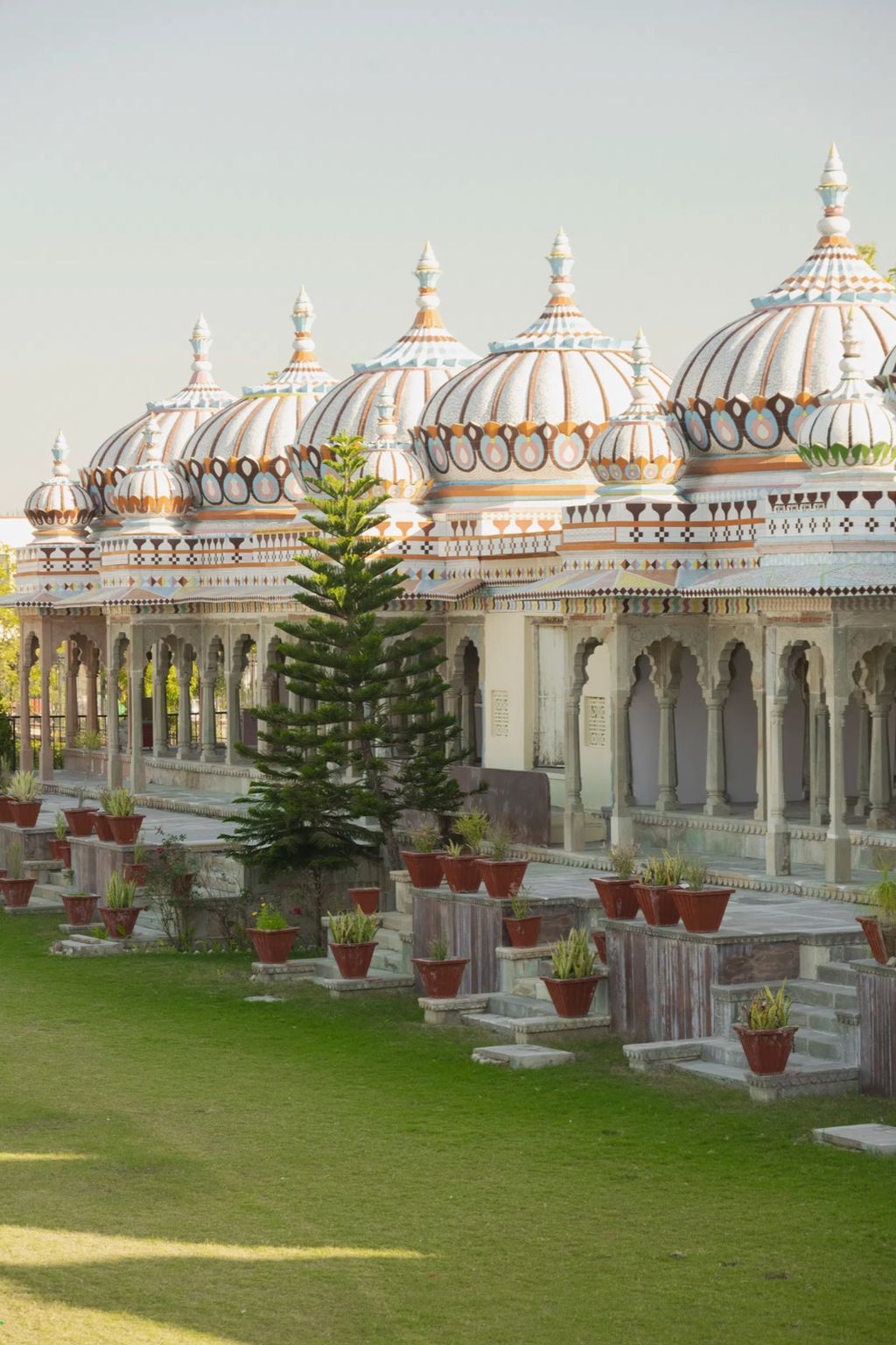 Domed white pavilion across the lawn