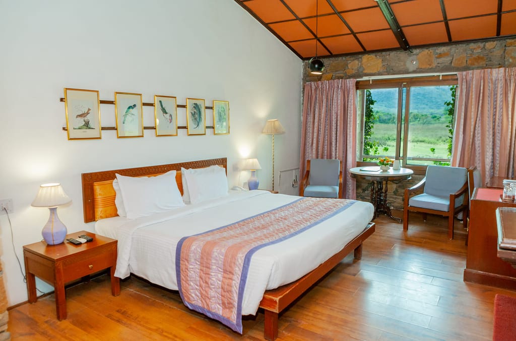 Deluxe room with garden-facing windows