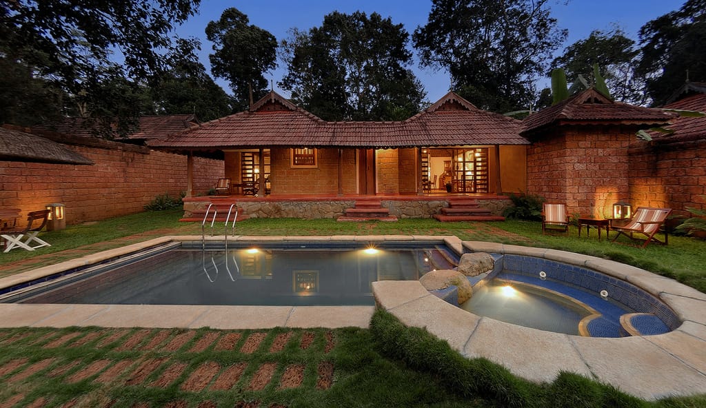 A private pool villa at twilight