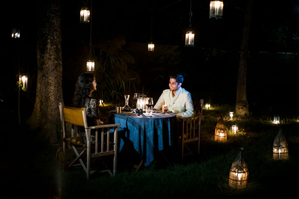 Romantic private dining set-up