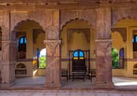 Carved sandstone pillared pavilion