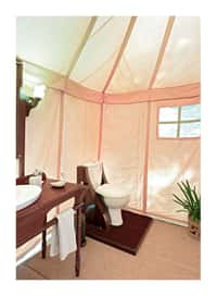 Attached canvas shower room