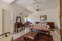 Serviced apartment bedroom and seating