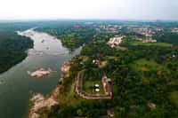 Aerial view of the hotel on the Betwa riverbank