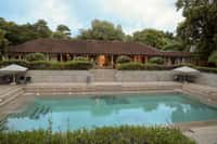 Large rectangular pool below the guest wing