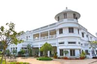 White fort facade with domed cupola