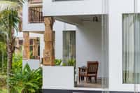 Verandah with antique carved stone pillar