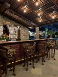 Wilderness Bar counter and carved stools