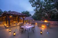 Rooftop dinner at Kanha Earth Lodge