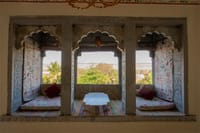 Jharokha balcony detail in the castle, Castle Bijaipur, Bijaipur