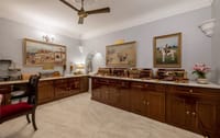 Breakfast buffet counter in the dining room, Dera Rawatsar, Jaipur