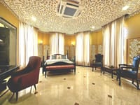 Meera Suite bedroom with separate living room beyond, Kesar Bagh Palace, Chittorgarh