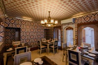 Elephant wallpaper in the Amber Dining Room, Surya Haveli, Jaipur