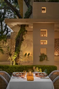 Candle-lit dinner in the courtyard garden