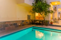 Courtyard swimming pool in the evening