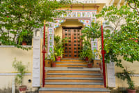 Painted gate entrance with steps