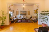 Lounge seating alcove with Rajasthani decor