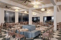 Restaurant with chequered-tile floor