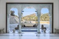 Vintage car at the property entrance