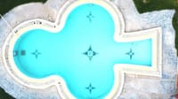 Aerial view of the clover-shaped swimming pool