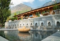Pool terrace and lodge at Qayaam Gah