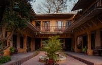 Courtyard with fountain and verandas