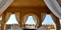 Curtained alcove above the battlements