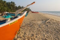 Local fishing boats pulled up on the beach at first light