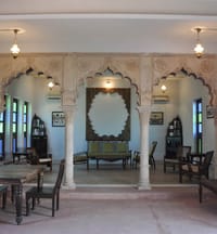 Lobby with carved arches and columns