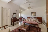 Serviced apartment bedroom and seating