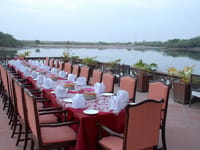 Long table on the Imperial Terrace above the lake