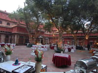Tables set in the Dungar Niwas courtyard