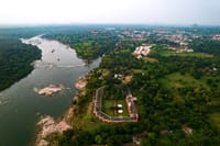 Aerial view of the hotel on the Betwa riverbank