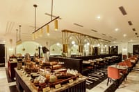 Buffet restaurant with arched windows