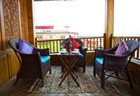 Samovar and tea cups on the verandah