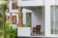 Verandah with antique carved stone pillar