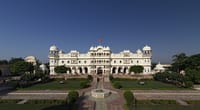 Palace front above formal gardens