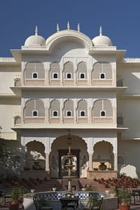 Arched balconies above a courtyard