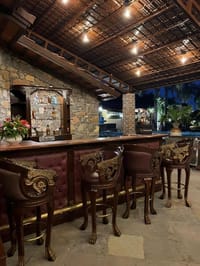 Wilderness Bar counter and carved stools