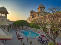 Pool courtyard and domed towers from above